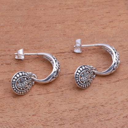 Giving Life Half-Hoop-Style Sterling Silver Dangle Earrings from Bali