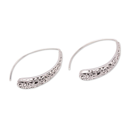 Vine Descent Vine Pattern Sterling Silver Drop Earrings from Bali