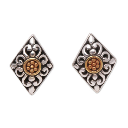 Kite Bouquet Kite-Shaped Gold Accented Sterling Silver Button Earrings