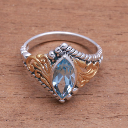 Marquise Order Gold Accented Marquise Blue Topaz Single-Stone Ring