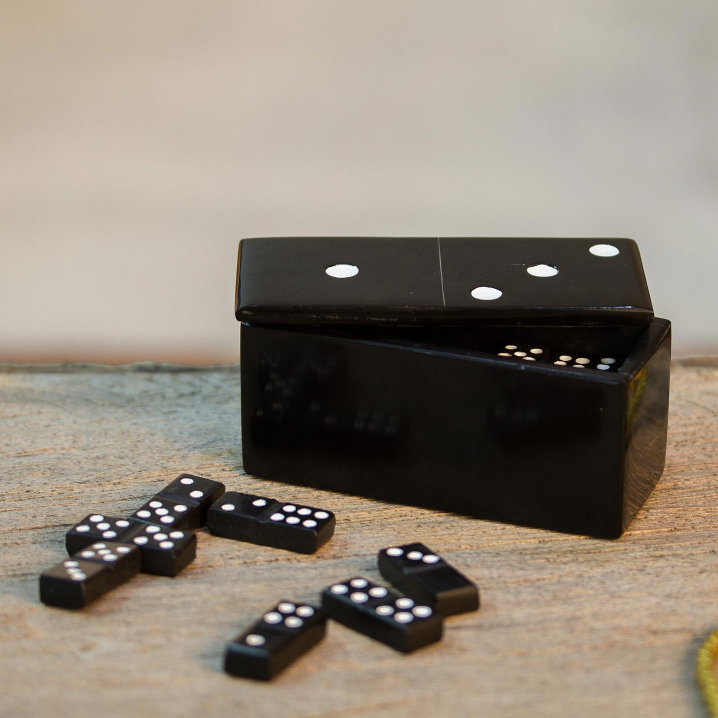 Strategic Chance Black Marble Domino Set from Mexico