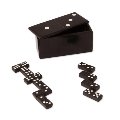 Strategic Chance Black Marble Domino Set from Mexico