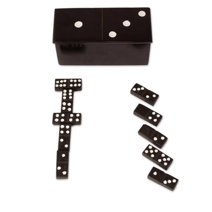 Strategic Chance Black Marble Domino Set from Mexico