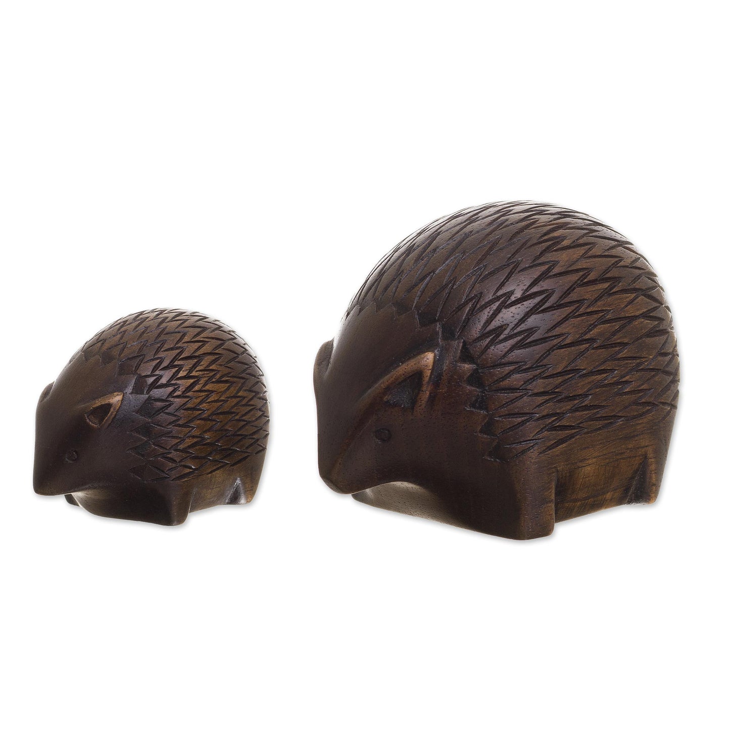 Mother Hedgehog Cedar Wood Hedgehog Figurines from Peru (Pair)