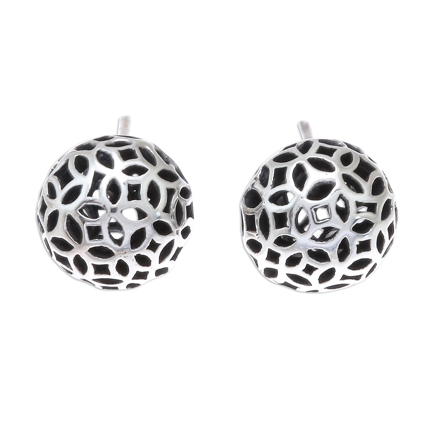 Shiny Seeds Seed Pattern Sterling Silver Stud Earrings from Thailand