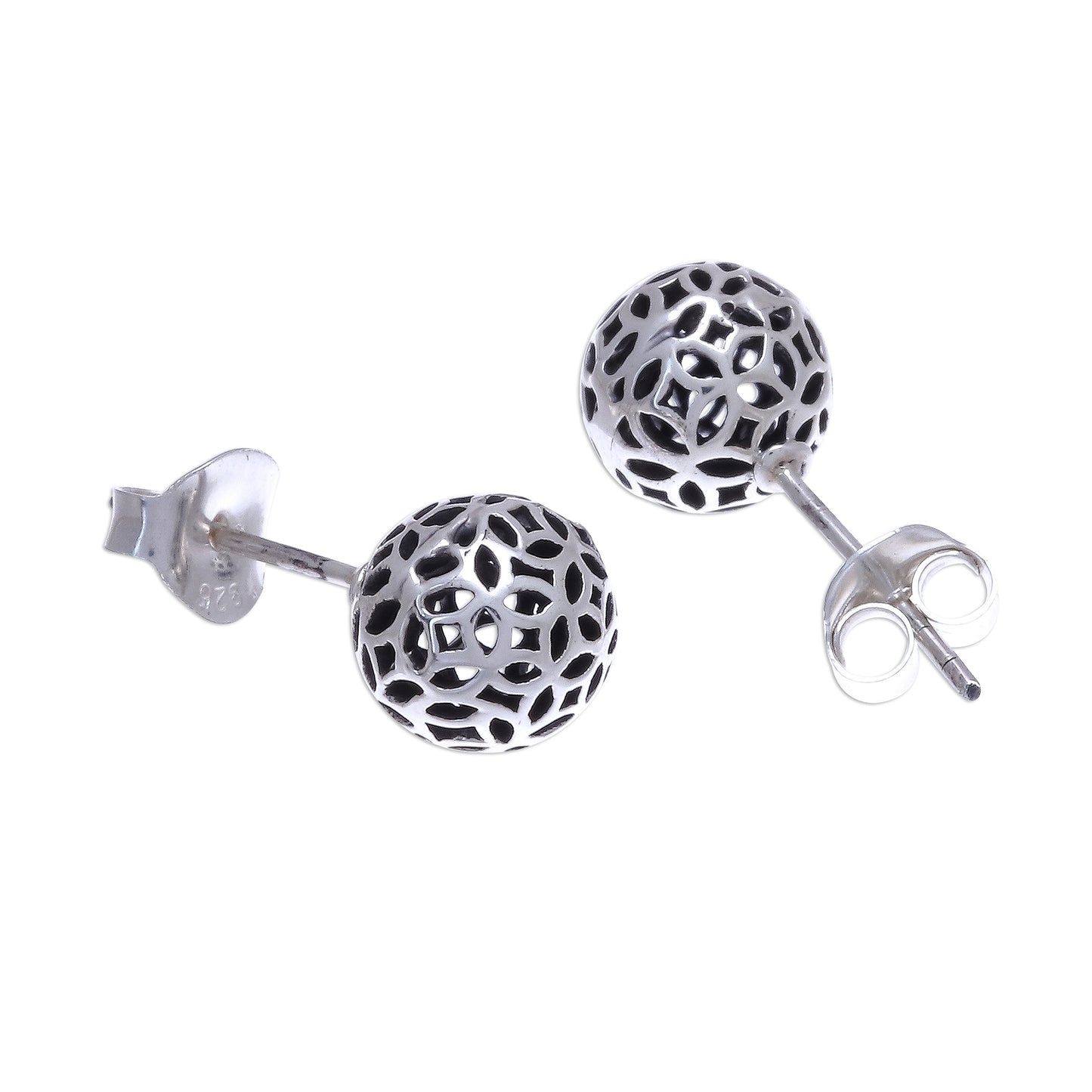 Shiny Seeds Seed Pattern Sterling Silver Stud Earrings from Thailand