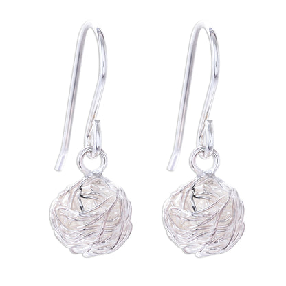 Glistening Nests Sterling Silver Wire Dangle Earrings from Thailand