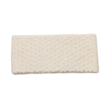 Wavelength in Alabaster Off-White 100% Baby Alpaca Honeycomb Pattern Knit Headband