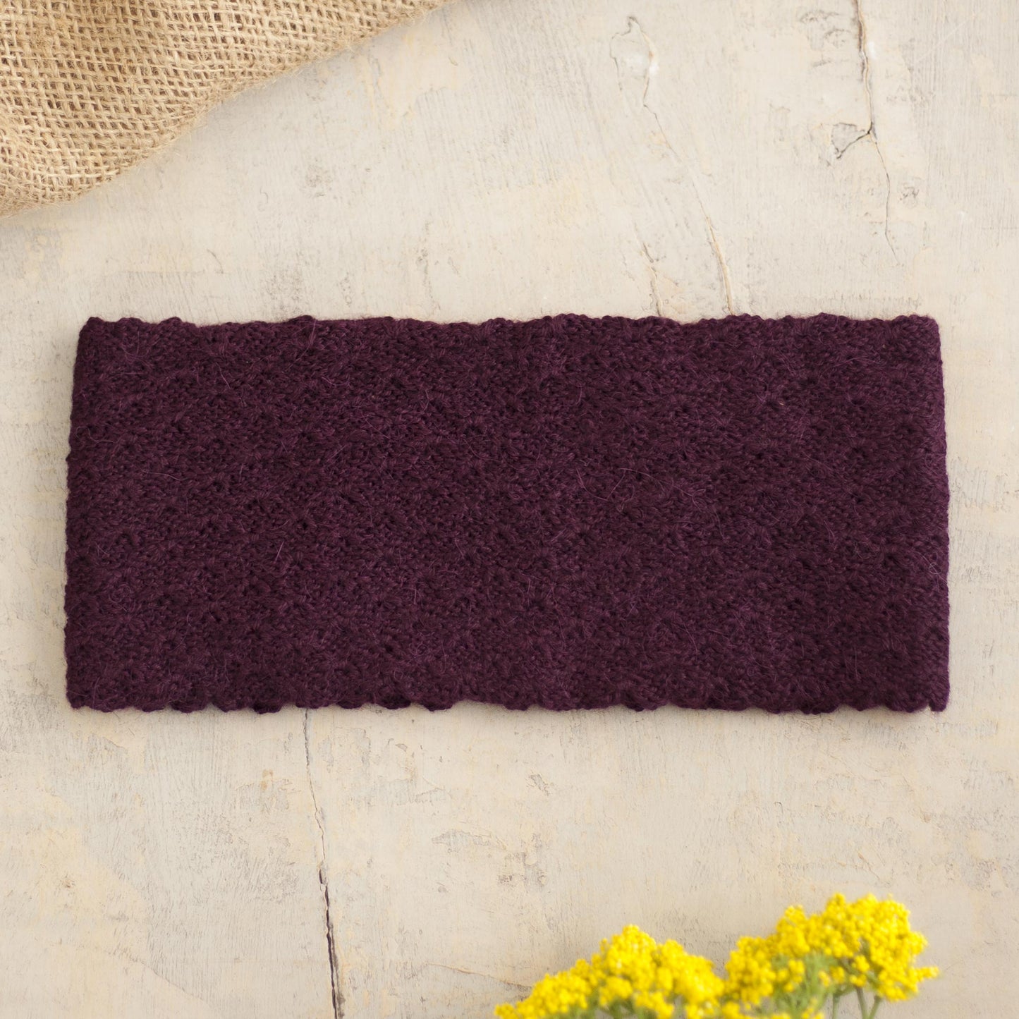 Wavelength in Boysenberry Boysenberry 100% Baby Alpaca Honeycomb Pattern Knit Headband