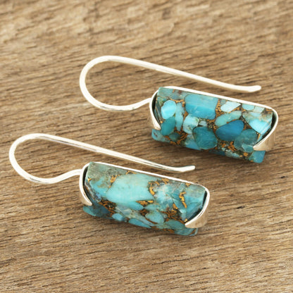 Beautiful Blue Composite Turquoise Drop Earrings from India