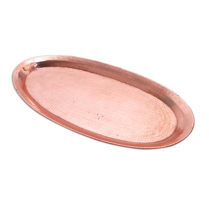 Oval Entertainment Hammered Oval Copper Tray Crafted in Bali