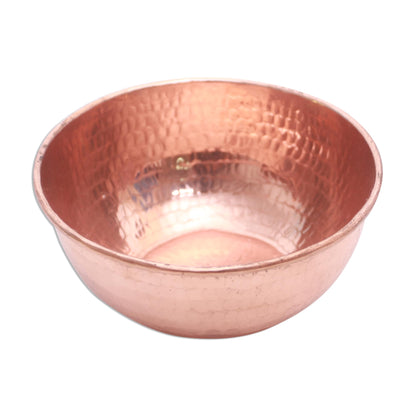 Gleaming Meal Hammered Copper Bowl Handcrafted in Bali