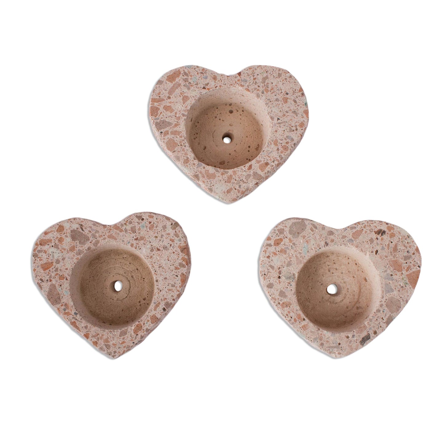 Lovely Plants Heart-Shaped Reclaimed Stone Flower Pots (Set of 3)