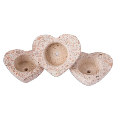 Lovely Plants Heart-Shaped Reclaimed Stone Flower Pots (Set of 3)