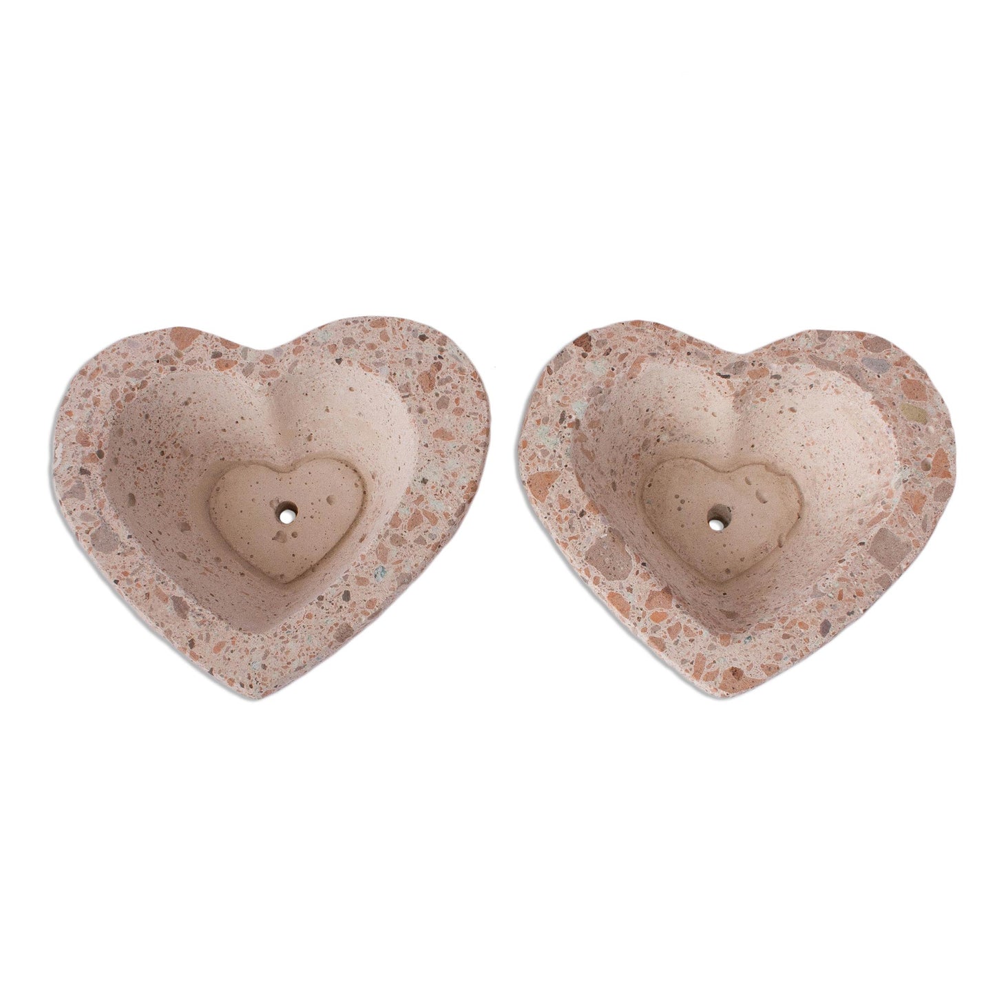 Heartfelt Planters Heart-Shaped Reclaimed Stone Flower Pots (Pair)