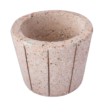 Verdant Container Striped Pattern Reclaimed Stone Flower Pot from Mexico