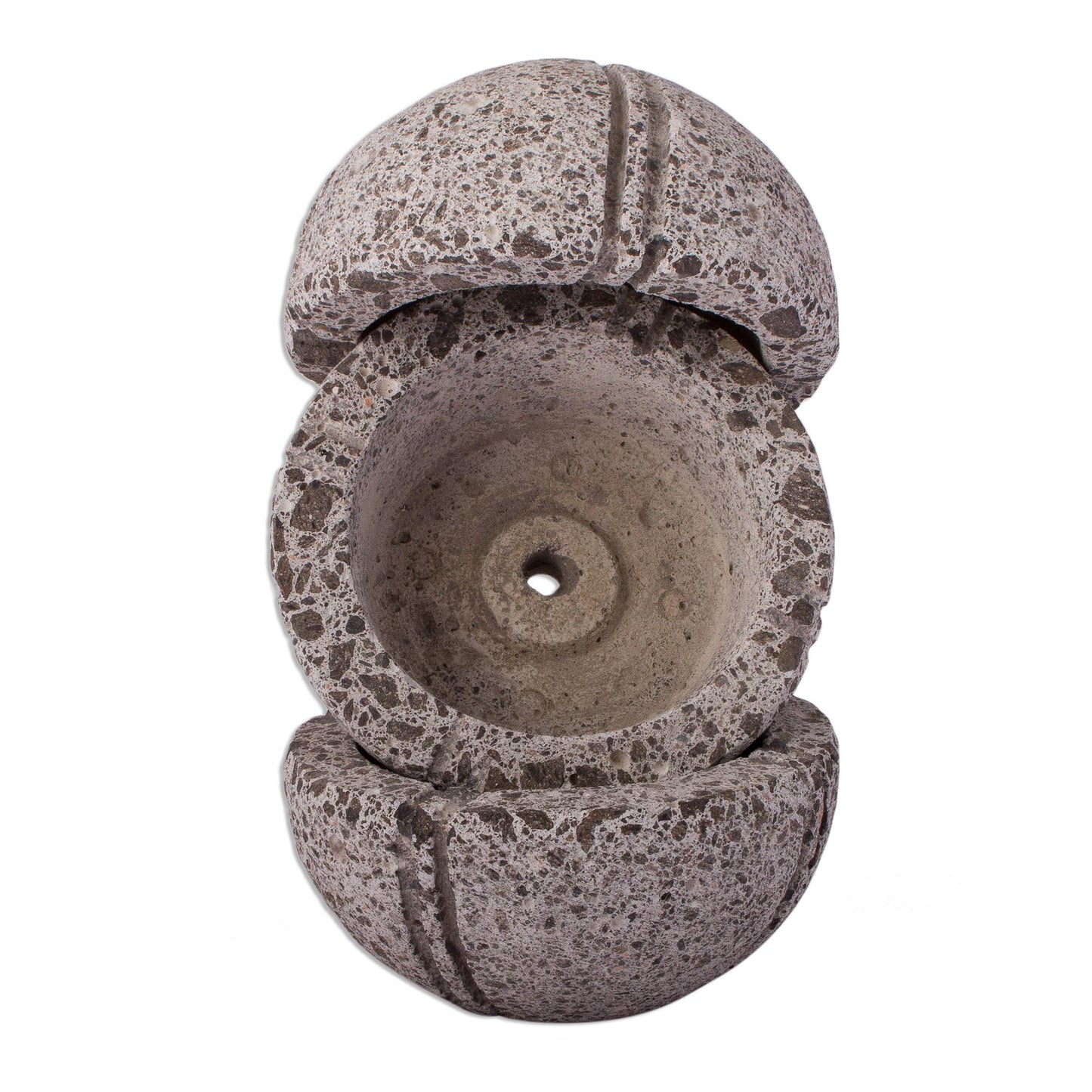 Petite Fleurs Round Reclaimed Stone Flower Pots from Mexico (Set of 3)