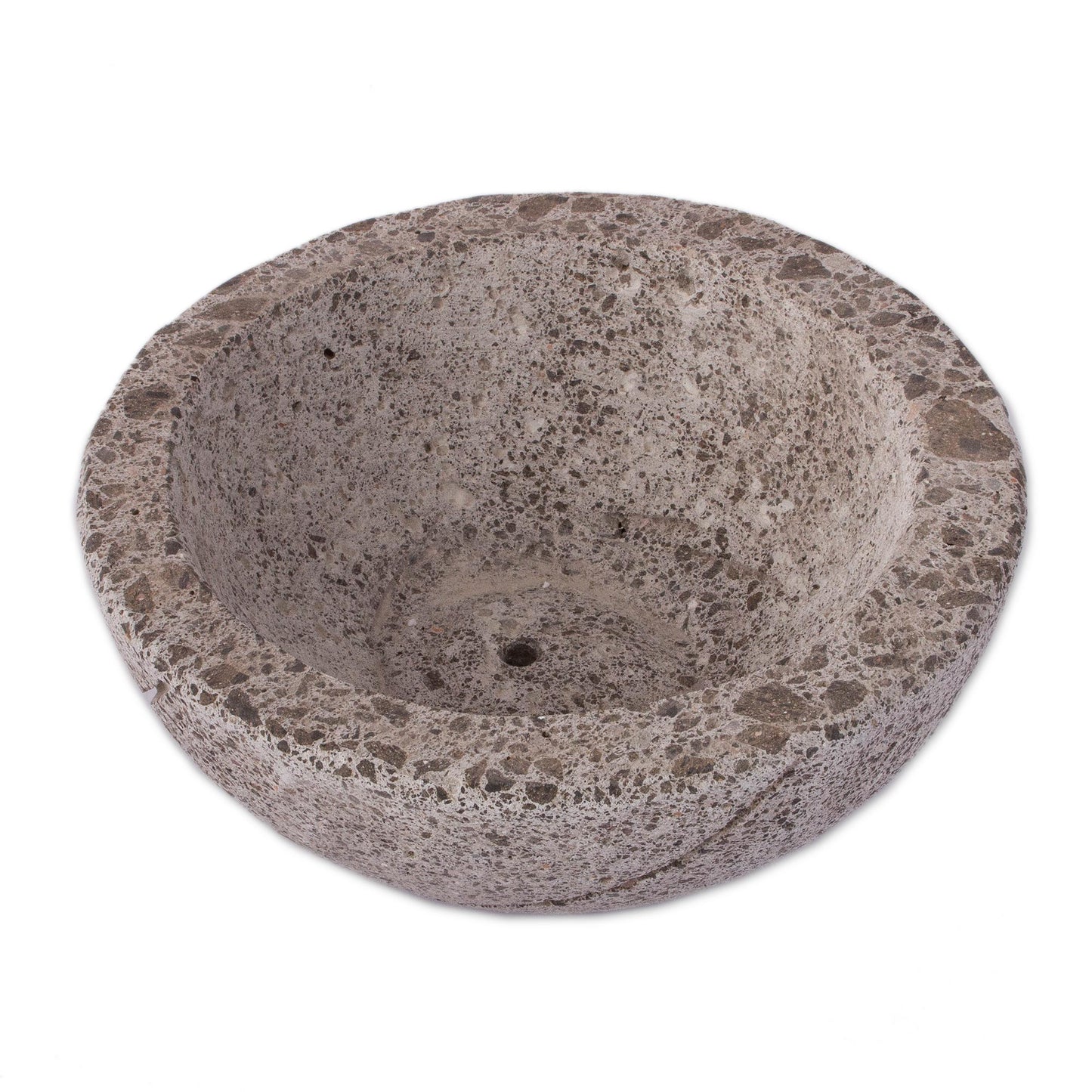Lively Spiral Round Spiral Pattern Reclaimed Stone Flower Pot from Mexico