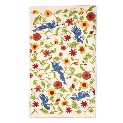 Nature's Magnificence Bird and Floral pattern Wool Area Rug from India (3x5)