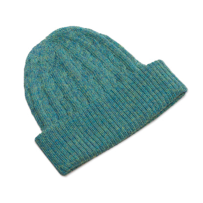 Comfy in Teal Teal 100% Alpaca Cable Pattern Soft Knit Hat From Peru