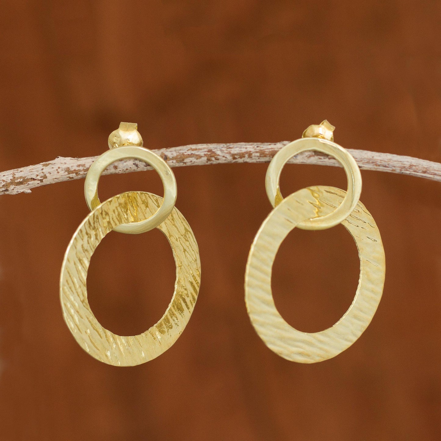 Sun Circles 18k Gold Plated Sterling Silver Circles Dangle Earrings