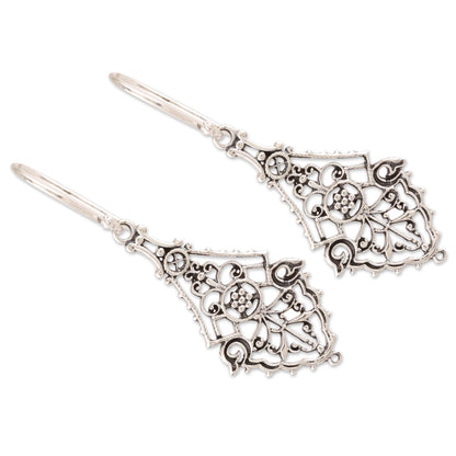 Garden Gateway Openwork Sterling Silver Dangle Earrings Crafted in India