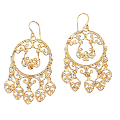 Queen of the Morning Gold Plated Sterling Silver Chandelier Earrings from Bali