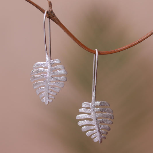 Monstera Beauty Sterling Silver Drop Earrings Shaped Like Monstera Leaves