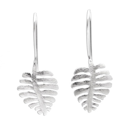 Monstera Beauty Sterling Silver Drop Earrings Shaped Like Monstera Leaves