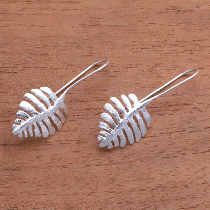 Monstera Beauty Sterling Silver Drop Earrings Shaped Like Monstera Leaves