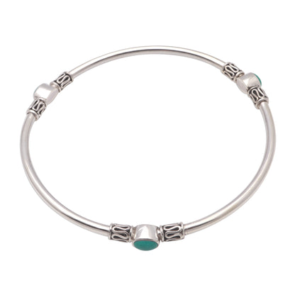 Harmony of Three Natural Turquoise Bangle Bracelet from Bali