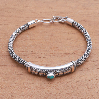Center of Hope Gold Accented Natural Turquoise Pendant Bracelet from Bali