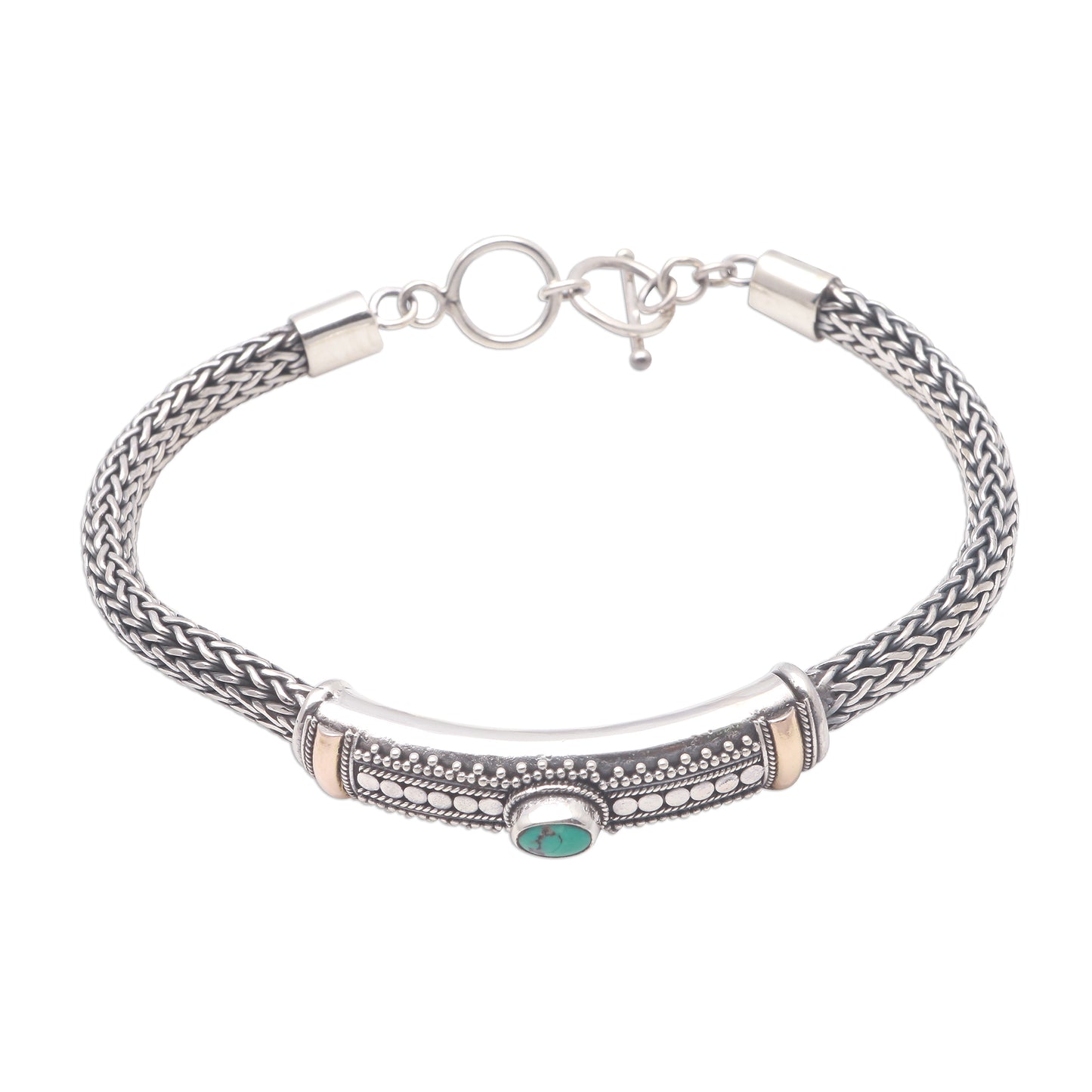 Center of Hope Gold Accented Natural Turquoise Pendant Bracelet from Bali