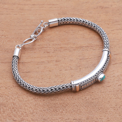 Center of Hope Gold Accented Natural Turquoise Pendant Bracelet from Bali