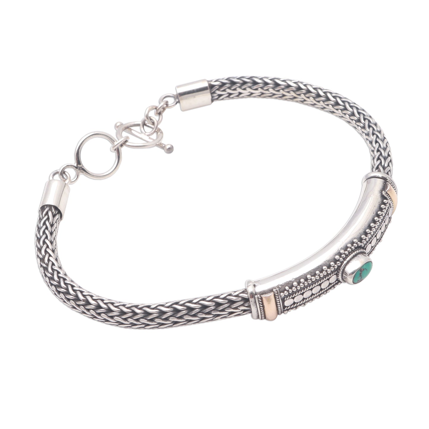 Center of Hope Gold Accented Natural Turquoise Pendant Bracelet from Bali
