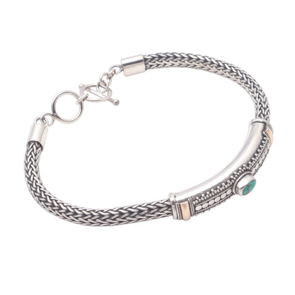 Center of Hope Gold Accented Natural Turquoise Pendant Bracelet from Bali