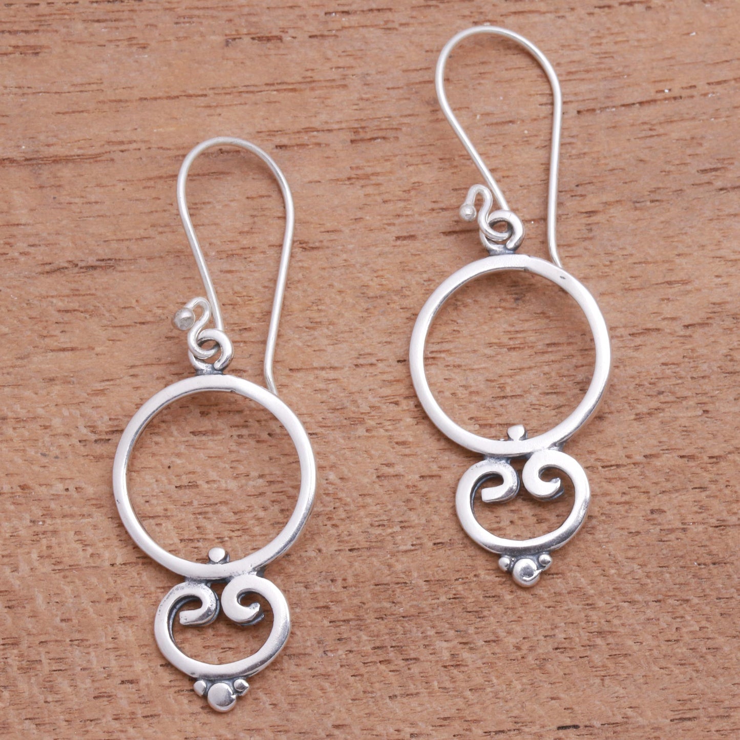 Nice Loops Loop Pattern Sterling Silver Dangle Earrings from Bali