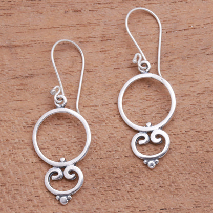 Nice Loops Loop Pattern Sterling Silver Dangle Earrings from Bali