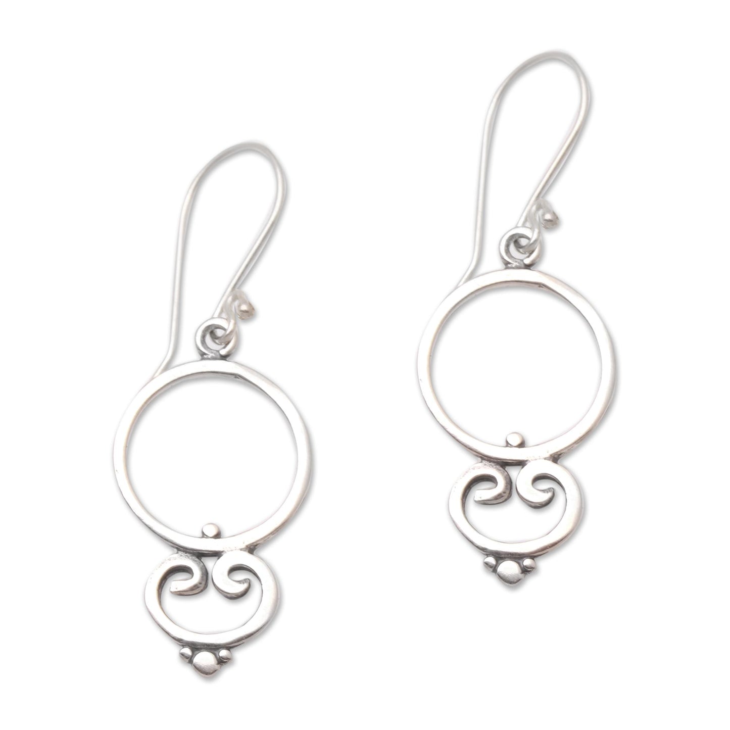 Nice Loops Loop Pattern Sterling Silver Dangle Earrings from Bali