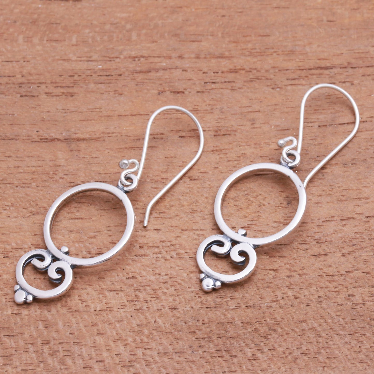 Nice Loops Loop Pattern Sterling Silver Dangle Earrings from Bali