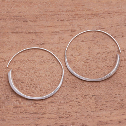 Expanding Beauty Handcrafted Sterling Silver Half-Hoop Earrings from Bali