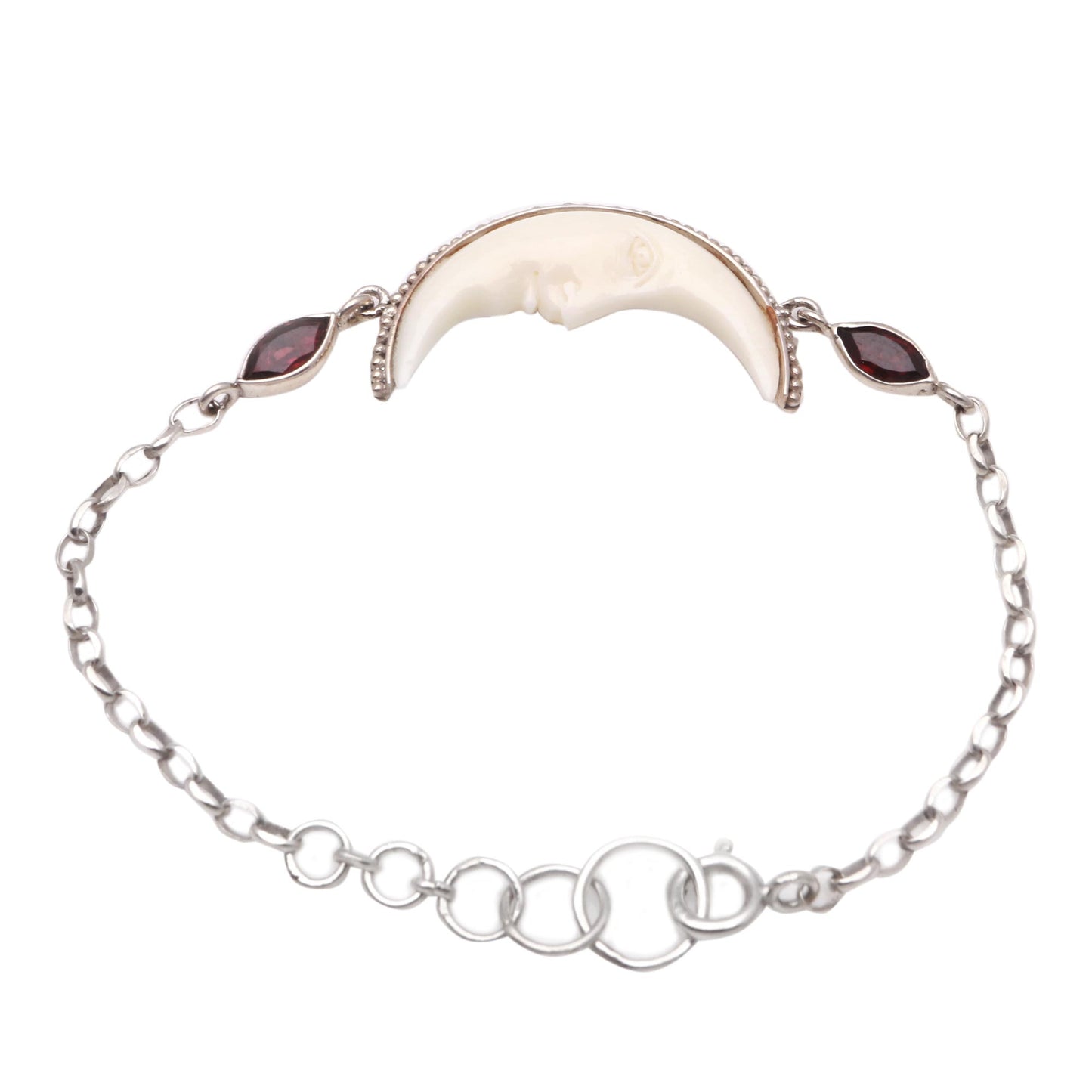 Happy Crescent Crescent Moon Garnet Pendant Bracelet