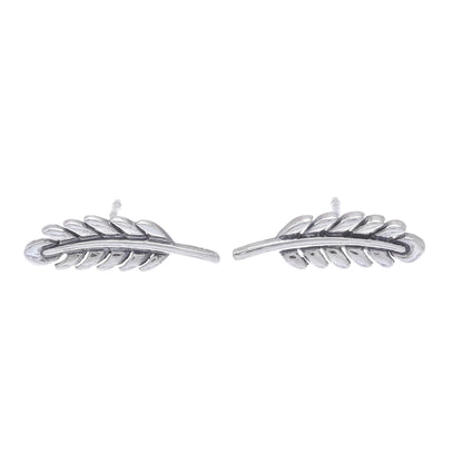 Adorable Leaves Leafy Sterling Silver Stud Earrings from Thailand