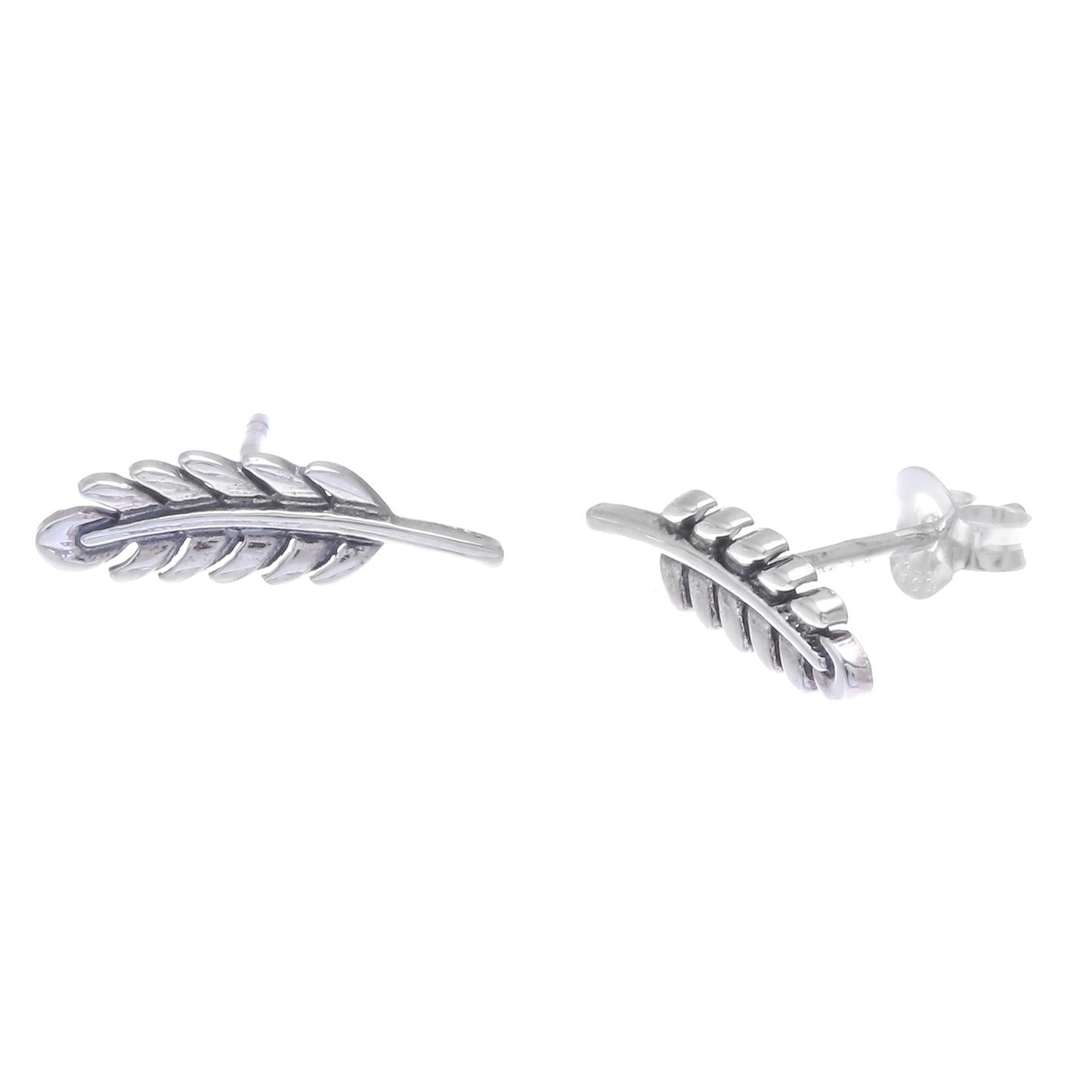 Adorable Leaves Leafy Sterling Silver Stud Earrings from Thailand