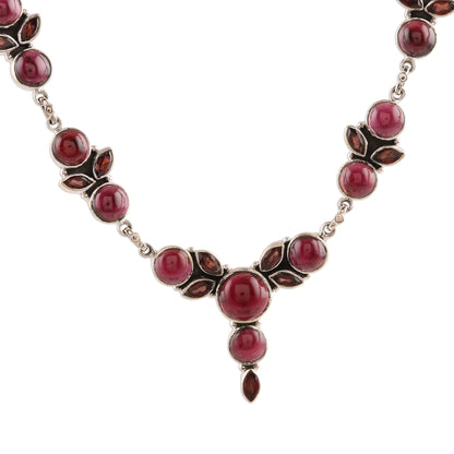 Perfect Radiance Garnet Link Pendant Necklace Crafted in India