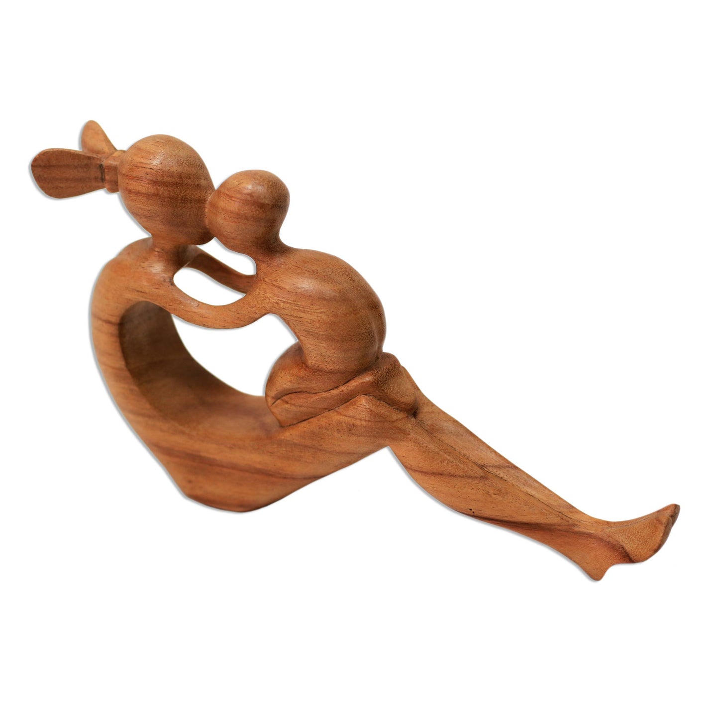 Her Love Will Never Fade Natural Suar Wood Mother and child Sculpture from Bali