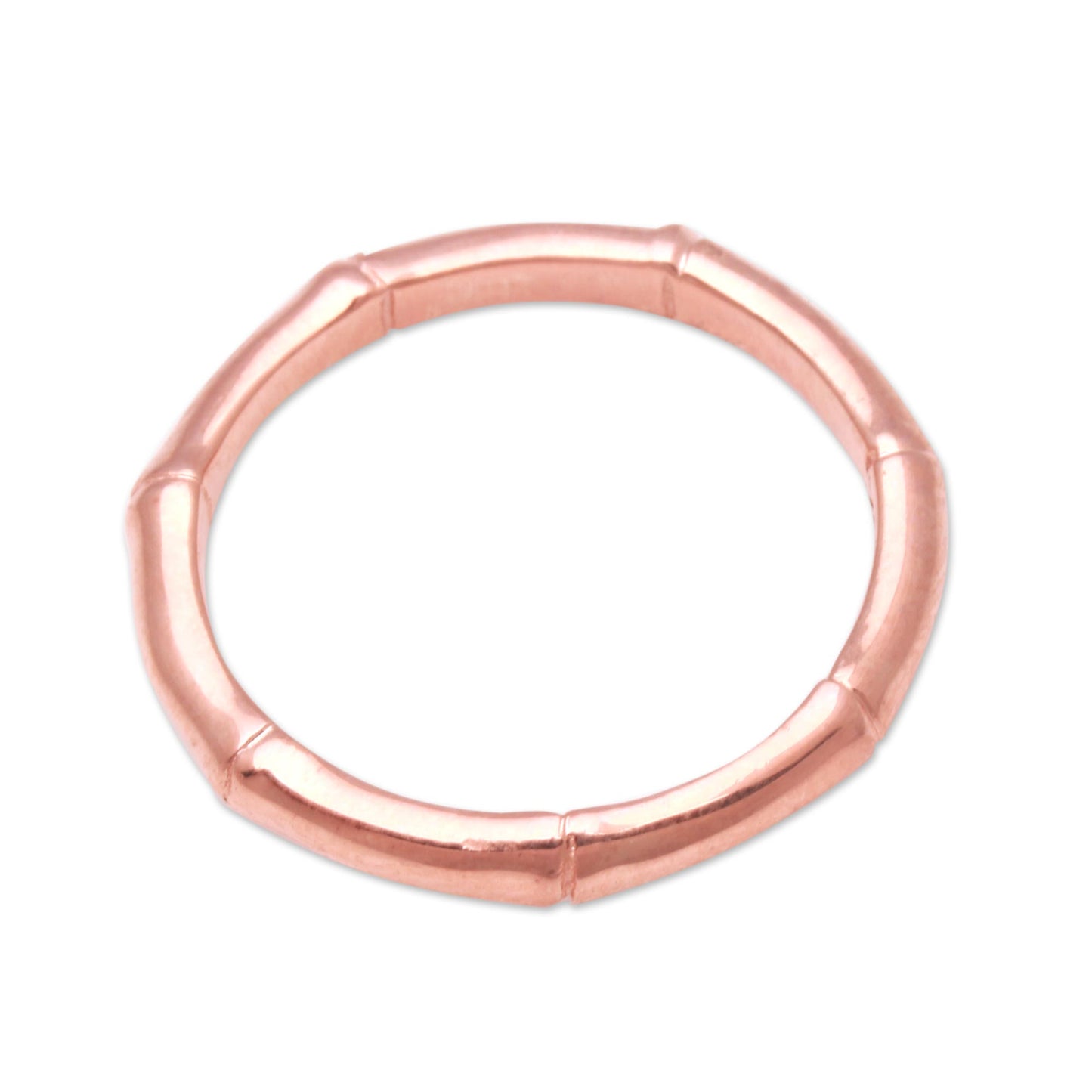 Bamboo Regeneration Bamboo Motif Silver Band Ring Bathed in 18k Rose Gold