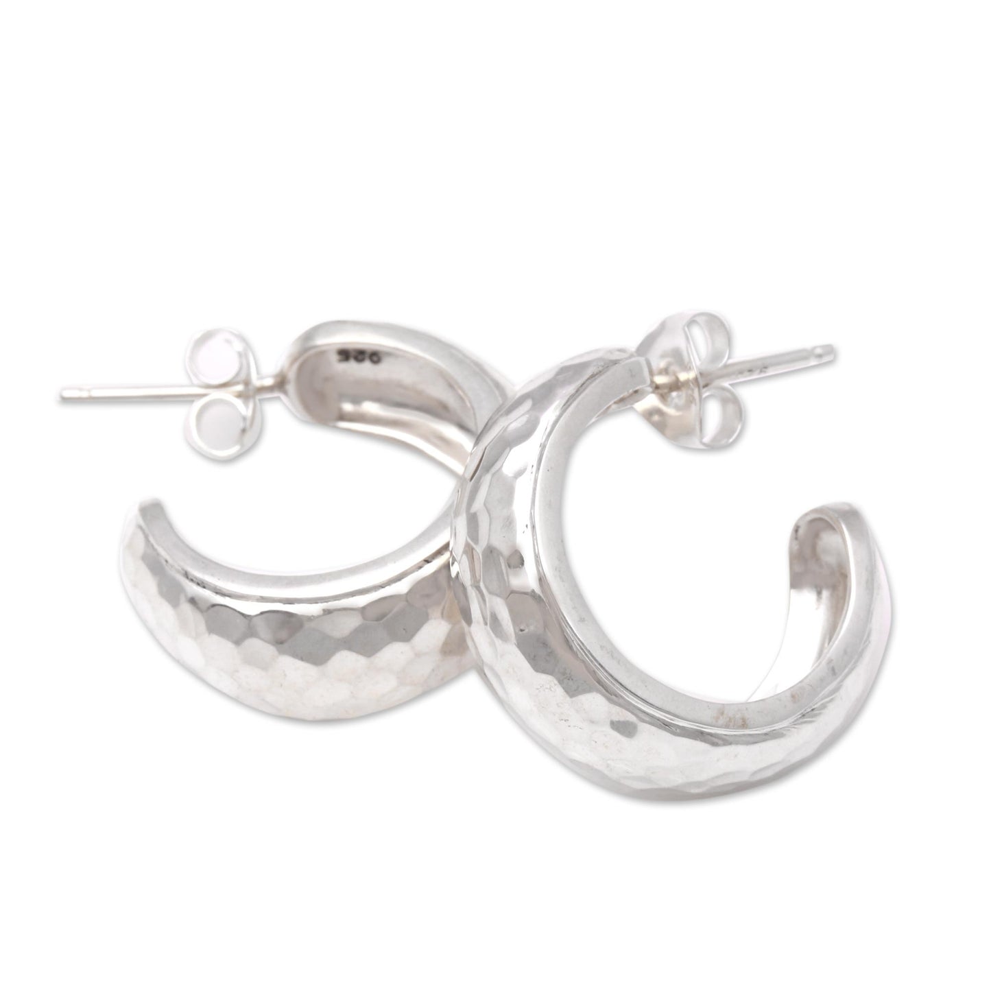 Radiant Shine Balinese Sterling Silver Half-Hoop Earrings