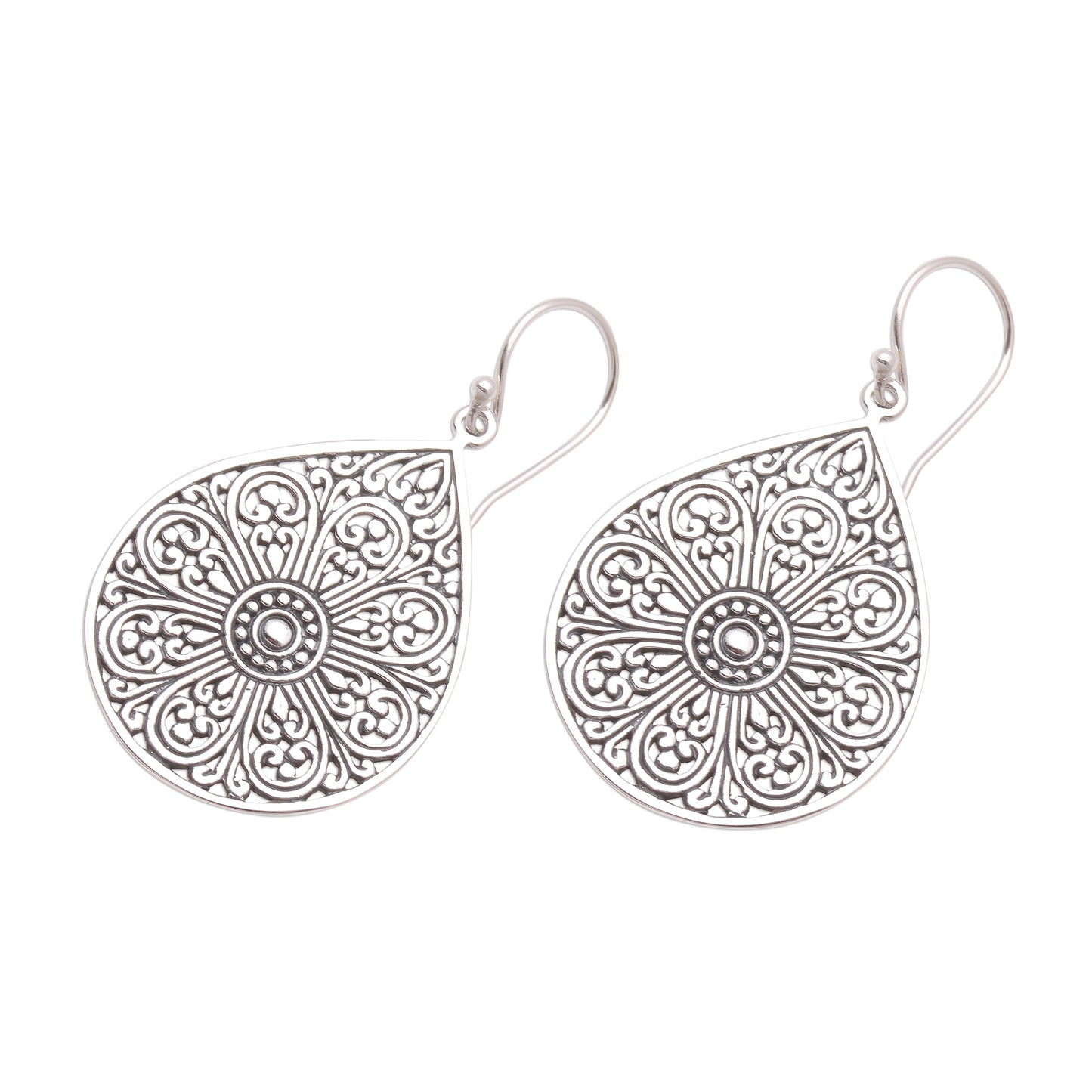 Glorious Teardrops Drop-Shaped Sterling Silver Dangle Earrings from Bali