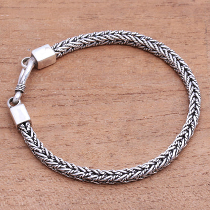 Foxtail Rope Sterling Silver Foxtail Chain Bracelet from Bali